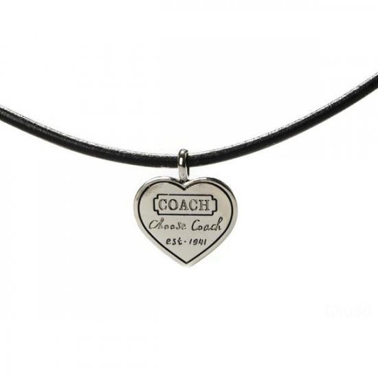 Coach Heart Logo Black Necklaces CXR - Click Image to Close